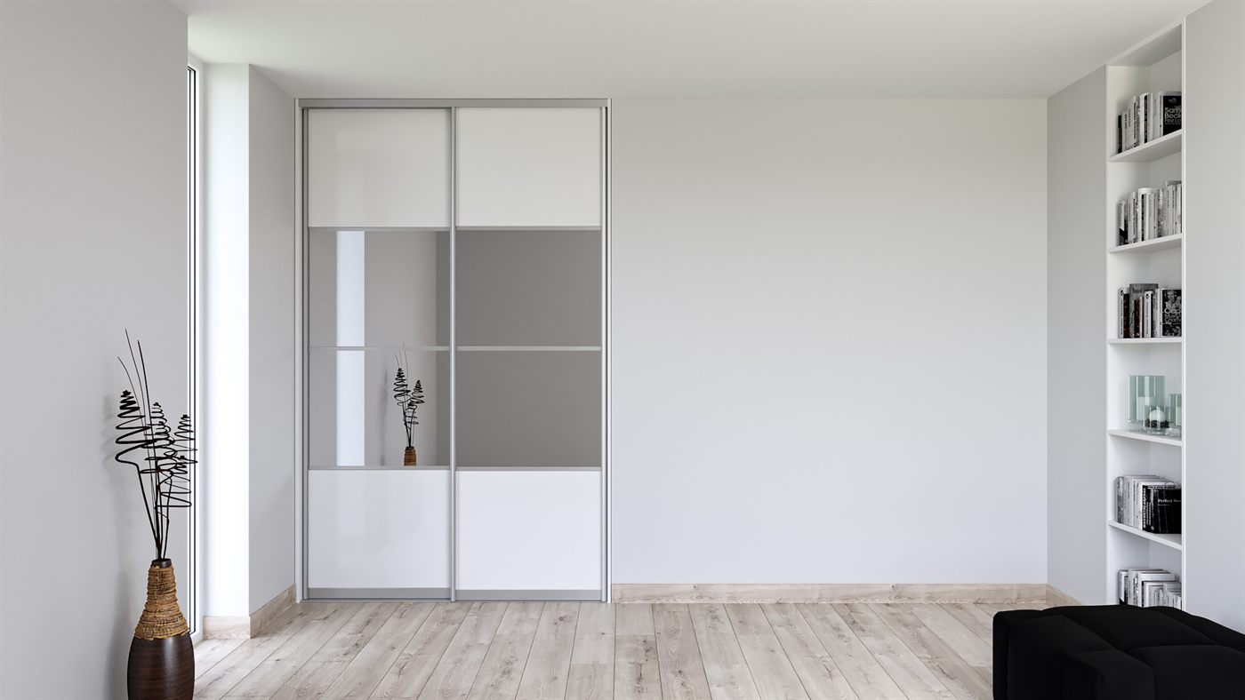 Vestavěná skříň na míru, Lacobel Pure White a zrcadlo