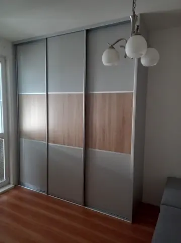 Posuvné dveře na míru do obývacího pokoje s kombinovanou výplní dveří, kombinace dekorů