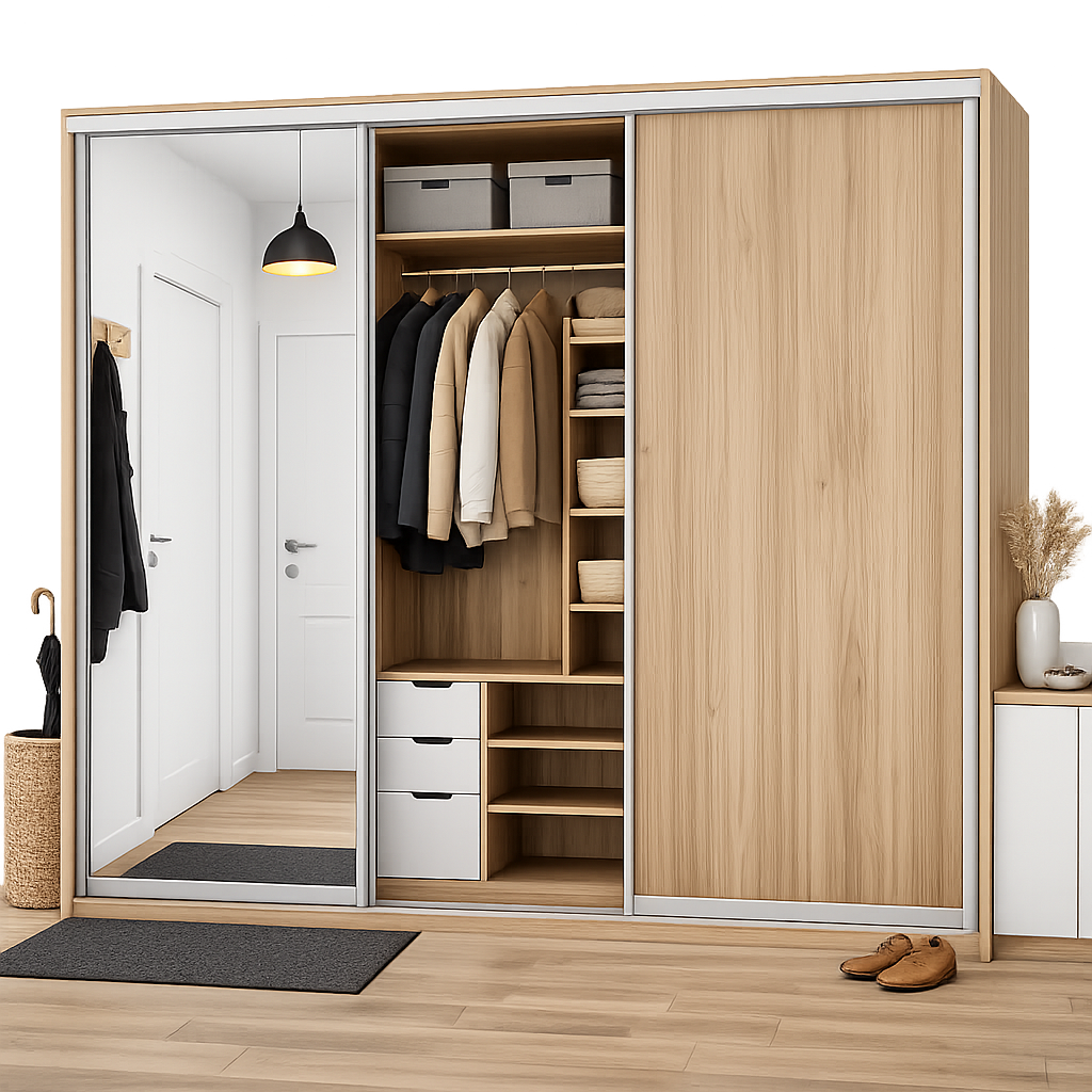 Vestavěná skříň do předsíně na míru s posuvnými dveřmi